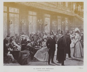 Theatregoers outside the Taverne Pousset in Paris after a performance by French Photographer
