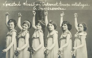 Troupe of young female dancers, smiling by French Photographer