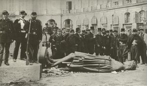 Vendome Column, after it was pulled down on 16 May 1871 by French Photographer