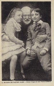 Victor Hugo (1802-1885), French poet, novelist and dramatist, with his grandchildren by French Photographer