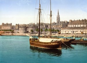 View of the walled city of St Malo from the Harbour
