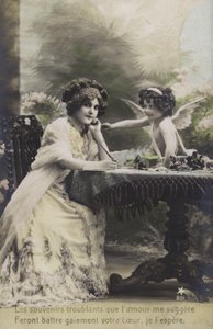 Woman and a Child Dressed as a Cherub by French Photographer