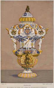 18th Century Faience Fountain with the Coat of Arms of Montmorency Luxembourg (from Dictionnaire de Lameublement et de la Decoration by Henry Havard, Volume 2)