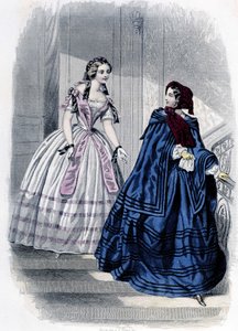 2 Fashionable Women - in Journal des Demoiselles 1852 by French School