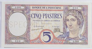 5 Piastres banknote, from the Indo-China bank