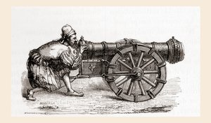 A 16th century breech loading German cannon, from Les Merveilles de la Science, published c.1870 by French School