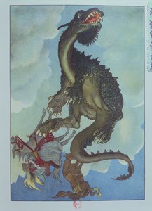 A Dragon Falling from the Sky, Illustration from the Hungarian Tale, 