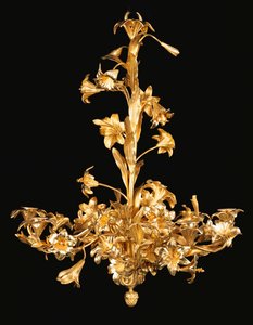 A French bronze and brass eight light chandelier, Second half 19th century by French School
