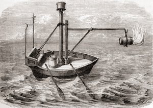 A Greek fire ship, after a drawing in a 13th century Latin manuscript, from Les Merveilles de la Science, published c.1870 (engraving) by French School