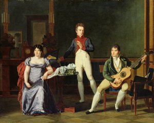 A Musician and his Family, possibly Fernando Sor by French School