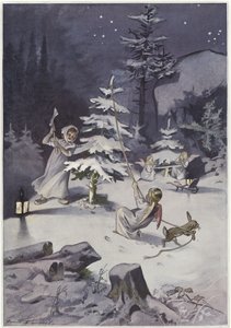 A Cherub Wields an Axe as They Chop Down a Christmas Tree by French School