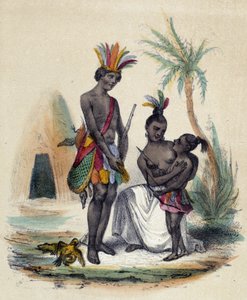 A Family of Canadian Indians in Front of Their Teepees by French School