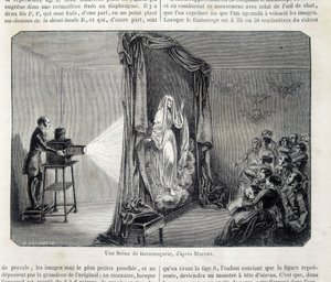 A fantasmagorie scene by projection - in Picturesque store by French School