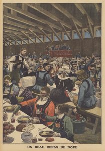 A Fine Wedding Feast in Brittany (colour litho)