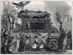 A funeral tank carrying Voltaire
