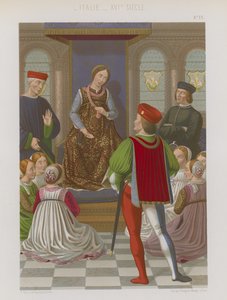 A Man Stands with His Sword by His Side Addressing a Woman by French School