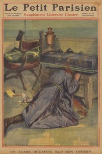 A miser decapitated by his treasure by French School
