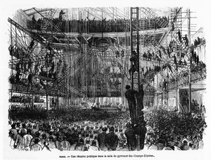 A Public Meeting in the Gymnasium Hall of the Champs-Elysées in Paris - in La Presse illustrée n°104, 30/10/1869, coll. Selva