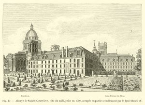 Abbey of Sainte-Genevieve, south side, taken in 1790, currently partly occupied by the Henri IV high school