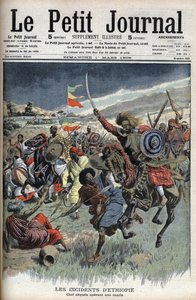 Abyssinian chief on a raid, Ethiopia, March 1908 (Christians Abyssinians fight Moslem Somalis on the Ethiopia-Somalia border) from Le Petit Journal by French School