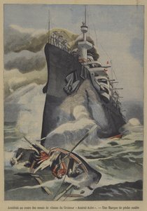 Accidental sinking of a fishing boat by the French armoured cruiser Admiral Aube during speed trials by French School