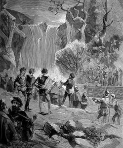 Adam de Craponne (1527-1576), French mathematician and engineer in front of the waters of the Durance. (An agreement was signed by Adam de Craponne to bring the waters of the Durance and Verdon to Aix-en-Provence). In Histoire populaire des sciences by French School