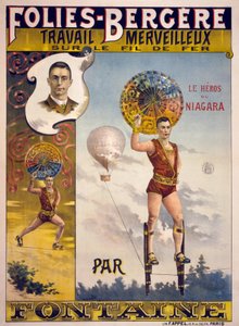 Advertisement for Folies-Bergère, Travail Merveilleux sur le Fil de Fer par Fontaine, 1870-1890
