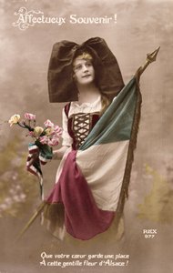 Affectionate Memory! Let your Heart keep a Place for this sweet Flower of Alsace!, post card, 1914-18 by French School