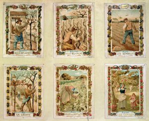 Agricultural calendar depicting the various seasons of farming by French School