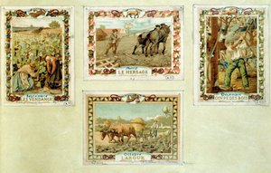 Agricultural calendar depicting the various seasons of farming, end of 19th century by French School