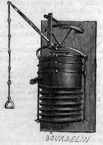 Agricultural machine: a forge bellows presented at the Paris agricultural competition in 1860. Engraving in Le Monde Illustré n°172 of 28 July 1860. by French School