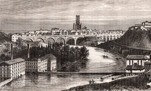 Albi - Languedoc-Roussillon-Midi-Pyrenee - engraving in La France illustree: geographie, histoire, administration statistique by V.A. Malt-Brown. 1884