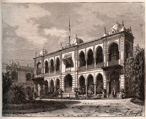 Algiers - Palais du Gouverneur in Mustapha - engraving in La France illustree: geographie, histoire, administration statistique by V.A. Malt-Brown. 1884