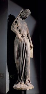 Allegorical figure of The Synagogue, from the south transept portal of the cathedral, c.1230 by French School