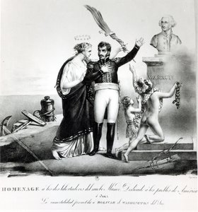 Allegorical portrait of General Simon Bolivar (1783-1830) c.1840 by French School