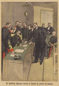 Alphonse Bertillon testifying before the second court martial of Alfred Dreyfus in Rennes by French School