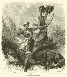Amazon Archers Fighting (engraving) by French School