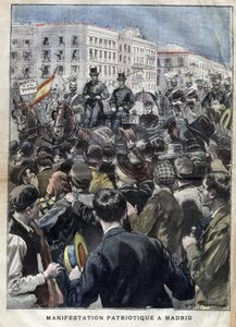 American Hispano War - patriotic demonstration in Madrid in 1898 in the presence of Queen Mary Christine of Spain by French School