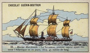 American Paddle Steamer Savannah by French School