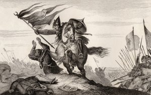 An 8th century French knight in battle, from 
