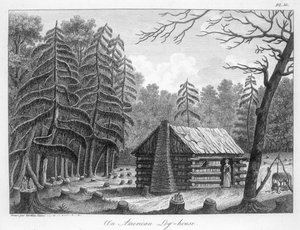 An American Log-House, Engraved by Tardieu by French School