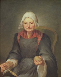 An Old Woman Spinning