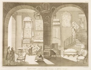 An upholsterers shop, from the Encyclopedie des Sciences et Metiers by Denis Diderot published c.1770 by French School