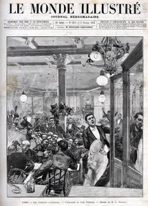 Anarchist attacks in Paris in February 1894. The explosion at the Terminus Cafe. “The Illustrated World” of February 17 by French School