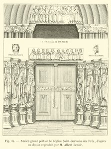 Old grand portal of the Saint-Germain des Pres church, after a drawing reproduced by M Albert Lenoir by French School