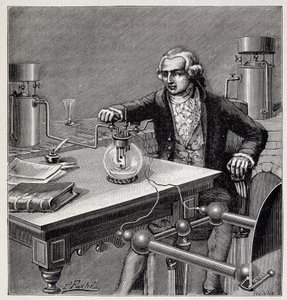 Antoine Laurent de Lavoisier (1743-1794) leading an experiment - in 