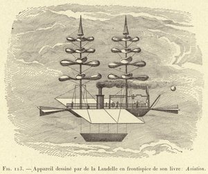 Apparatus Designed by de la Landelle in the Frontispiece of His Book: Aviation (engraving) by French School