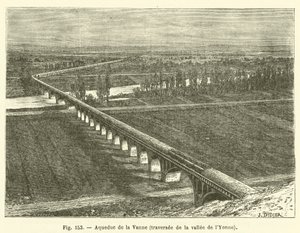 Vanne Aqueduct Crossing the Yonne Valley (engraving) by French School