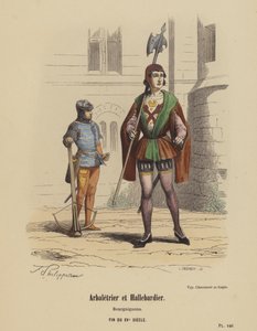 Crossbowman and Halberdier, Burgundians, Late 15th Century by French School