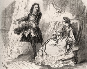 Armande Bejart (1641-1700), Wife of Jean-Baptiste Poquelin dit Moliere (1622-1673) with Her Lover, the Count of Guiche, Engraving of 1871 in 